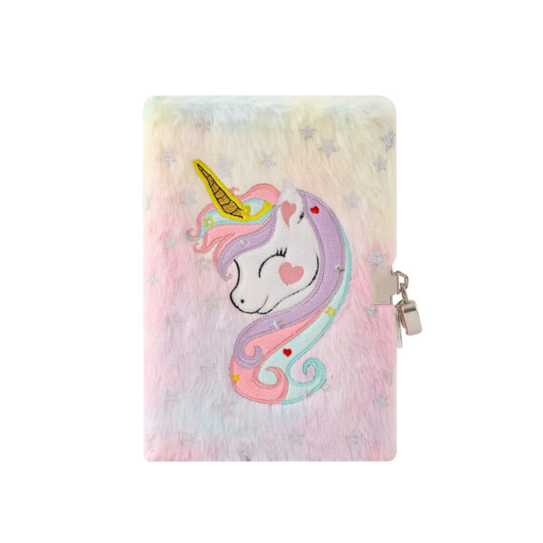 oly-155f98b8fc7044b087a8c4fa64981e65 Wholesale Cartoon Unicorn Plush Notebook with Lock Gift Diary for Children