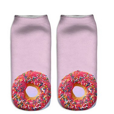 oly-15a1cf7f955a55f15c353644d8ad591c Wholesale 3D Donut Print Socks Fun Cartoon Design Casual Short Barrel Socks Great Gift for Men and Women