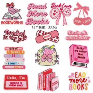 Pink book cloth stickers 13 pieces