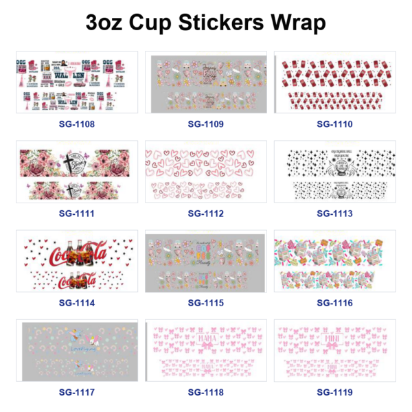 oly-15e164ba56f84db35acd14269c6132d9 Wholesale 8pcs Mixed Coffee Slogan Floral Cross Heart Star Drink Box Angel BOW Mama Text Print 3oz Cup Stickers Wrap OLY Exclusive