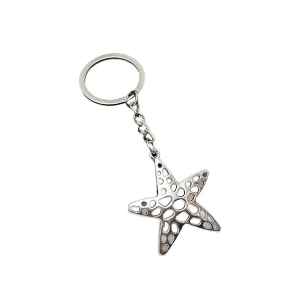 Wholesale Zinc Alloy Vintage Silver Starfish Keychain Trendy Car Key Accessory or Bag Charm