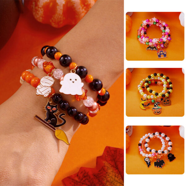 oly-16238668be3dd061bf61952b56b05d4e Wholesale Alloy Halloween Bracelet Set with Pumpkin Ghost Charms Trendy Festival Gift