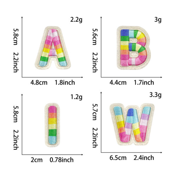 oly-1642445ff7fb00b05bd4801bb5a9001a Wholesale Polyester Embroidered Letter Patches Rainbow Design Self-Adhesive for Shoes Hats