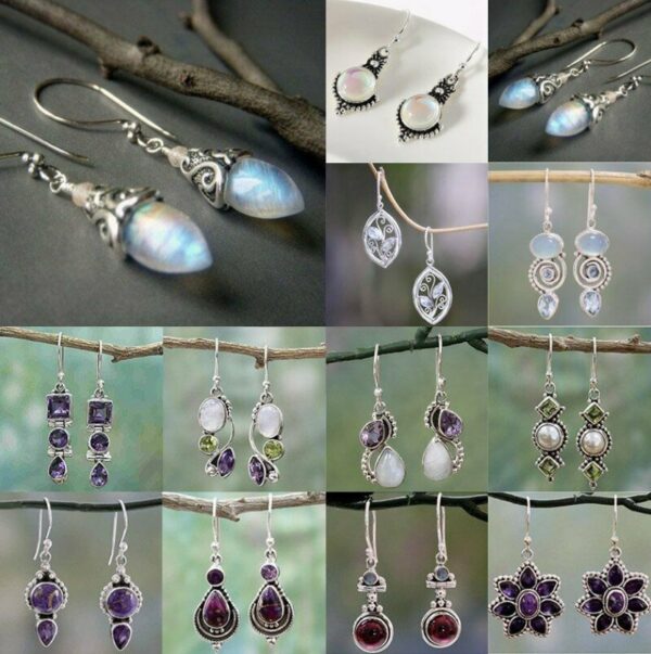 oly-165b4479a42f0bec5040a66323f646e3 Wholesale Alloy Blue Topaz Drop Earrings Creative Rotating Geometric Trendy for Women