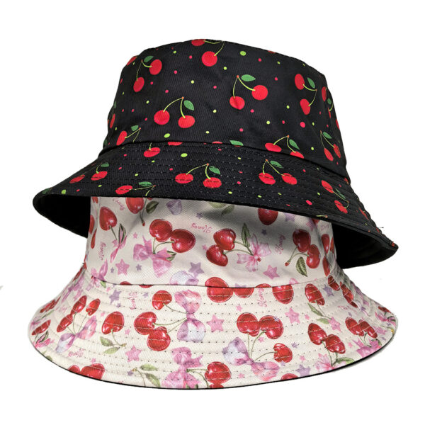 oly-16687e07a4219f6dbb990ec5facfc95f Wholesale Fashion Reversible Bucket Hat Pink Cherry Print Sun Protection Hat for Women Men Gift Resale