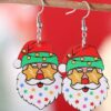 oly-168755705483a5ad6e7612035e88b26a Wholesale Christmas Santa Flat Acrylic Earrings Fashion Cartoon Jewelry Accessory for Party Gift or Boutique