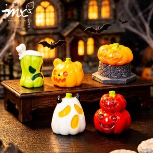 Wholesale Halloween Funny Pumpkin Head Resin Decorative Figurine, DIY Desktop Ornament, Home Decor Gift