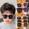 Wholesale Retro Children's Square Sunglasses UV400 Black Frame Sunscreen Fashion Accessory