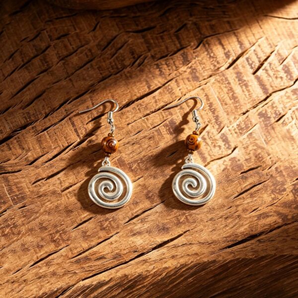 oly-16e2f6cd0a7b248259134f59e5a6f685 Wholesale Retro Wood Grain Spiral Pendant Earrings Geometric Zinc Alloy Boutique Resale Jewelry