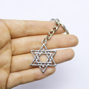 Wholesale Minimalist Vintage Six Pointed Star Keychain Pendant, Silver Metal Fashion Accessory for Bag or Car Key