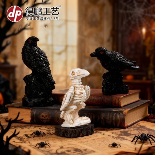 oly-16f3ff06607d82297b929b62707e9f69 Wholesale Resin Skeleton Crow Halloween Modern Home Decor Decorative Accent