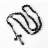 oly-16f8d1dc015dff553b7d5c52969881cb Wholesale Handmade Wood Cross Rosary Necklace Black Ball Chain Fashion Jewelry Accessory for Everyday Wear