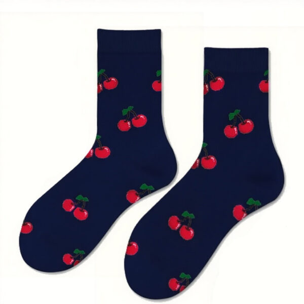 Wholesale Cotton Socks with Fruit Cherry Pattern for Everyday Casual Wear Fashion Accessory