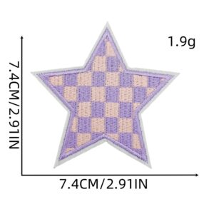 Plaid five-pointed star cloth stickers 6#