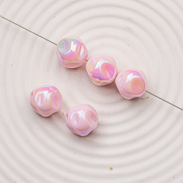Wholesale DIY Acrylic Loose Beads 16mm AB Plated Pink for Car Key Accessory Bag Charm