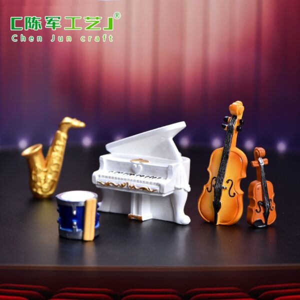 Wholesale Cartoon Music Instrument Resin Ornaments Miniature Piano Guitar Desktop Decor Decorative Accent for Home