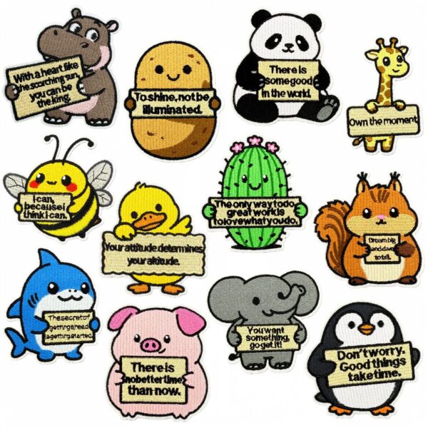 oly-173a6b2d4d6026d43f5ade8b56c7a0f1 Wholesale Polyester Thread Embroidered Cartoon Animal Holding Sign Patch Decorative Sticker Fashion Accessory