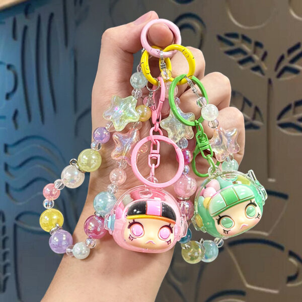 Wholesale Astronaut Beaded Liquid Bottle Keychain Acrylic Car Key Accessory Gift