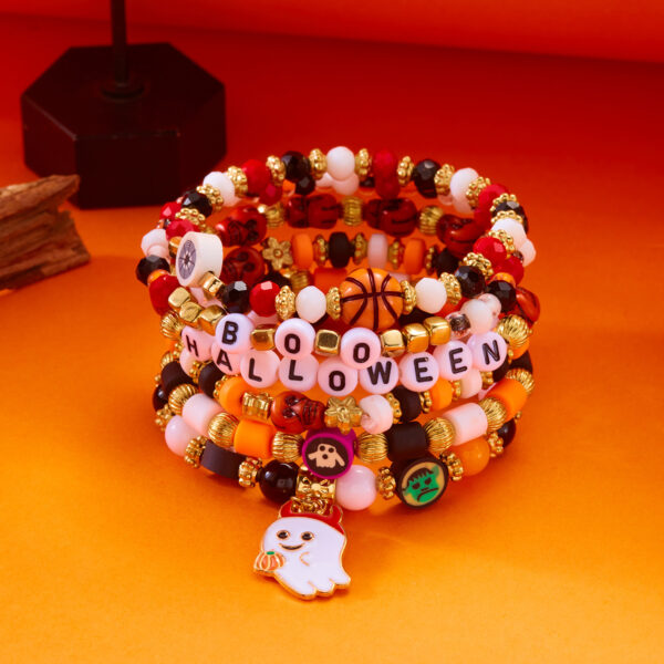 Wholesale Alloy 6 Pack Halloween Bracelet Set Cute Bat Ghost Stackable Jewelry Accessory