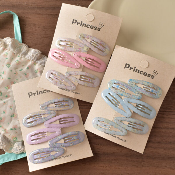 oly-1771b3d670708f2297fef22533689cf4 Wholesale 6pcs Puppy Print Wavy Water Drop Bb Clips Fashion Accessory Gift