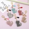 oly-1789c419ecb2433ed535e52496c3ea26 Wholesale Trendy Rhinestone Cat Keychain Charm Boutique Bag Charm with Tassel for Gift Giving