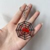 oly-178f0eaf0a1832b7406ef138f75f04dd Wholesale Halloween Acrylic Keychain Leopard Print Pumpkin with Spider Web, Party Favor Accessory