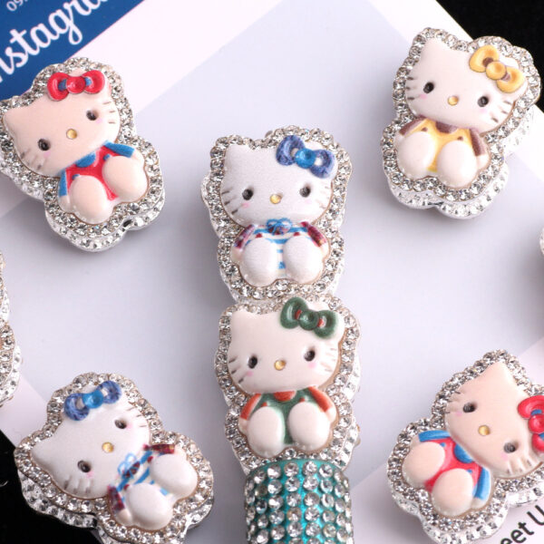 Wholesale Cute Cartoon Cat Full Rhinestone Loose Beads Alloy DIY Fashion Accessory Craft Supply OLY Exclusive