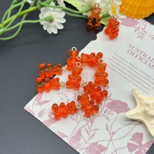 Translucent orange red / Bear pendant (single)