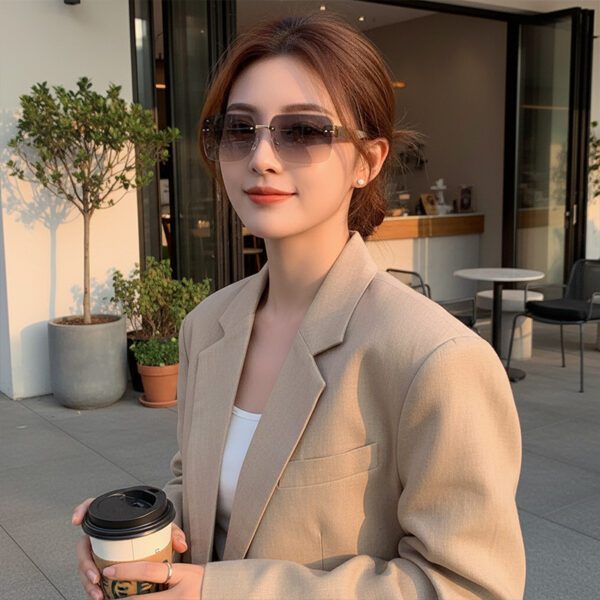 oly-17dce929e3039e0a1bd7183120f83fe1 Wholesale Stylish Retro Frameless Sunglasses UV400 Sun Protection Gold Frame Grey Lens Boutique Resale Accessory