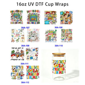 Wholesale 5pcs Retro Scribble Toy Character 16oz Cup UV DTF Wraps OLY Exclusive