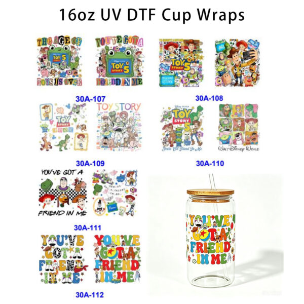 oly-17e529dc12bf5380242feabb01b70af3 Wholesale 5pcs Retro Scribble Toy Character 16oz Cup UV DTF Wraps OLY Exclusive