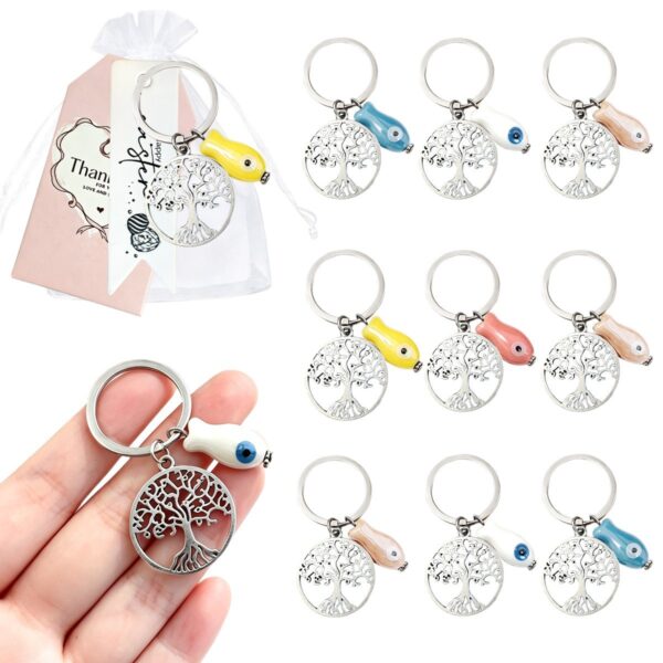 Wholesale Tree of Life Colorful Fish Keychain Trendy Car Key Accessory for Party Gifts
