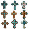 Wholesale Iron-On Embroidery Patches Western Cowboy Cross Design for Hats Clothing Bags Trendy Fashion Accessory Set of 9
