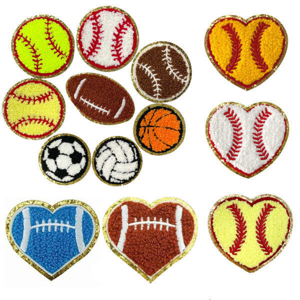 oly-18342cf1323a3cdcc0ee4fb9782f2b29 Wholesale Fashion Yellow Round Softball Chenille Embroidered Patch DIY Fabric Applique, Boutique Craft Supply