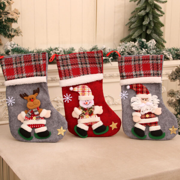 Wholesale Korean Style Plush Santa Christmas Stocking Gift Bag Large 3D Decorative for Candy Resale