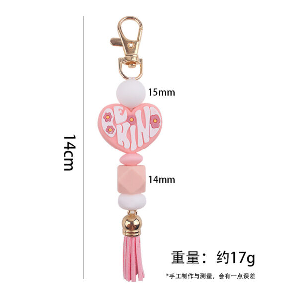oly-187d3118b63ea9fcaac7087c87c3888c Wholesale Silicone Heart Keychain Bag Charm Korean Style Pink Tassel Pendant Gift