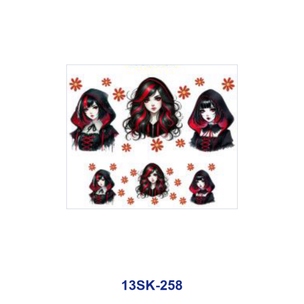 Wholesale 8pcs Gothic Girl Black Rose Mini Cup Keychain Sticker