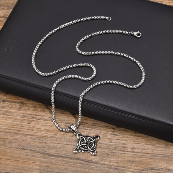 Wholesale Stainless Steel Antique Silver Men's Pendant Necklace Viking Celtic Knot Design