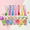 Wholesale Red Luminous Acrylic Sitting Bear Keychain Bag Charm Car Key Accessory Gift