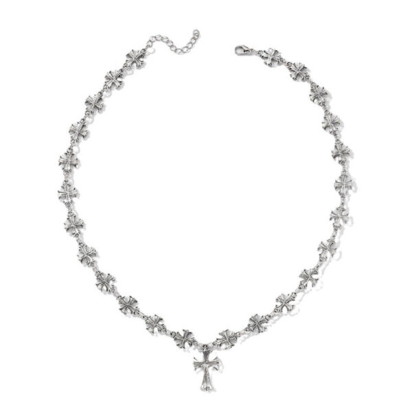 Wholesale Hip Hop Layering Cross Pendant Necklace Set Unisex Zinc Alloy Ancient Silver Boutique Resale Accessory