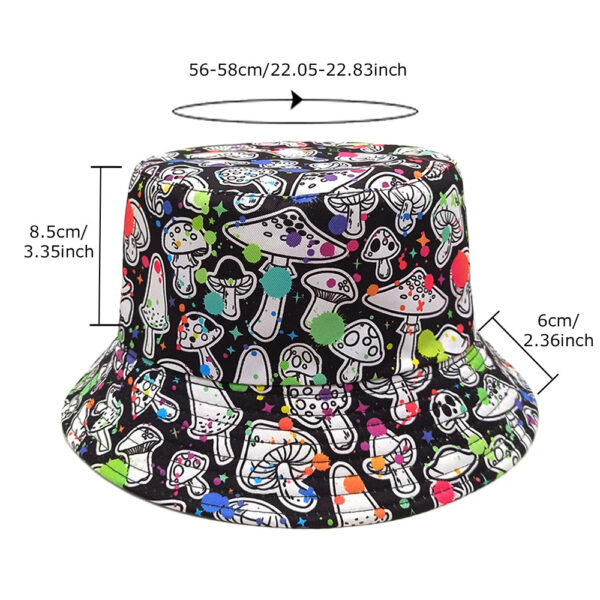 oly-18dc4ad49303d7f27059b8bd55ee8fbc Wholesale Colorful Mushroom Printed Fisherman Hat Retro Double Sided Sun Hat for Men Women Fashion Accessory for Party Boutique