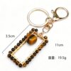 Wholesale Bohemian Amethyst Crystal Rectangle Tassel Keychain Bag Charm Handmade Car Key Accessory