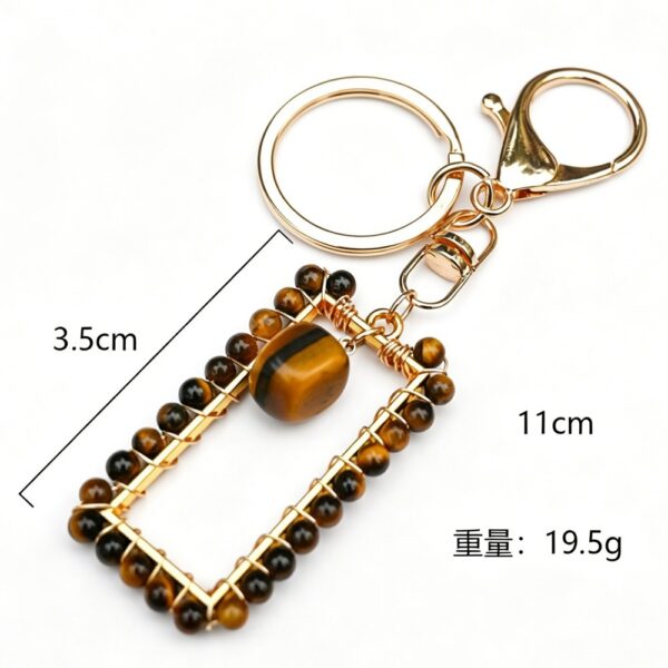 Wholesale Bohemian Amethyst Crystal Rectangle Tassel Keychain Bag Charm Handmade Car Key Accessory