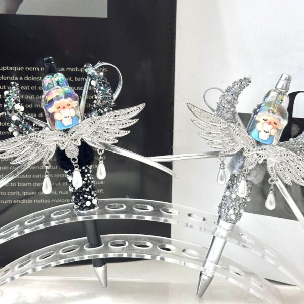 oly-18f77e62688b8c3b6676a0950e80c761 Wholesale Dark Angel Wings DIY Beaded Pen with Tassels Trendy Jewelry Accessory for Everyday Use