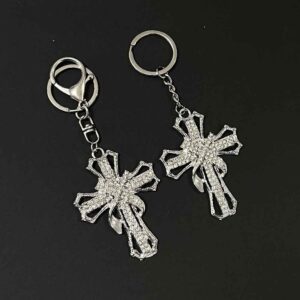 Wholesale Ins Style Rhinestone Cross Pendant Keychain Car Key Decorative Accessory
