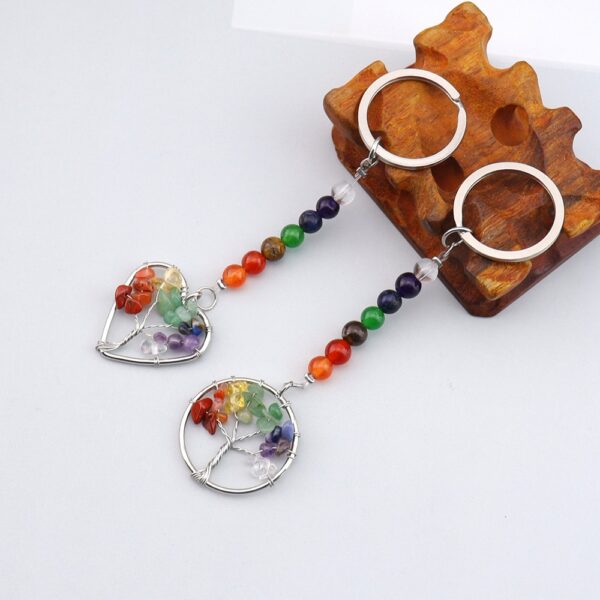 oly-1963f7be35b307a7fbdddde0c7ff54b4 Wholesale Tree of Life Keychain with Colorful Crystal Stones Yoga Bag Charm Gift