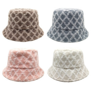 Wholesale Boutique Unisex Gray Checkered Bucket Hat for Sun Protection