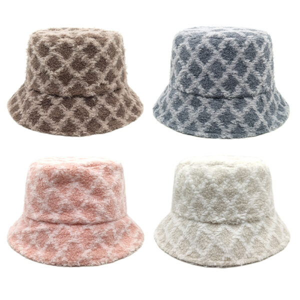 Wholesale Boutique Unisex Gray Checkered Bucket Hat for Sun Protection