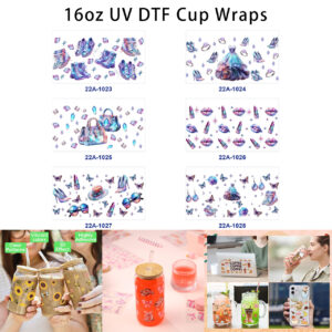 Wholesale 5pcs Holographic Dreamy Sneaker Dress High Heel Handbag Crystal Lipstick Butterfly Hat Sunglass Mixed Decor Prints 16oz Cup UV DTF Wrap