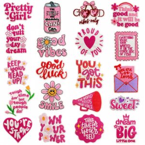 oly-198b1a01d75728084e02aeddef8f8212 Wholesale Pink Embroidered Fabric Patch Inspirational Short Quotes Decorative Accent for Adult Everyday Use